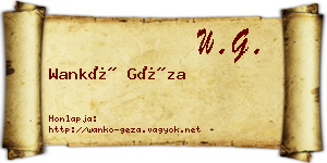 Wankó Géza névjegykártya